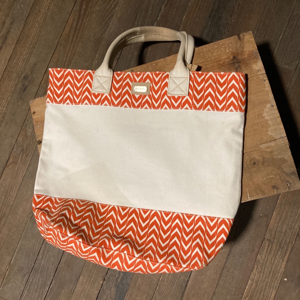 Are & Lulu shoulder tote bag white/orange print
